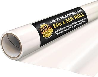 Dura-Gold Carpet Protection Film, 24-inch x 50-Foot Roll, Clear Plastic Carpet Protector, Self-Adhesive Plastic for Temporary Stair, Rug, and Floor Protection