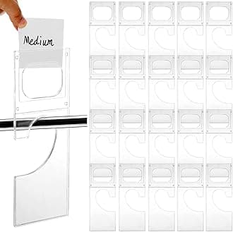 Kathfly 20 Pack Plastic Closet Dividers for Hanging Clothes Transparent Rectangle Clothing Rack Size Dividers, Organize Clothes