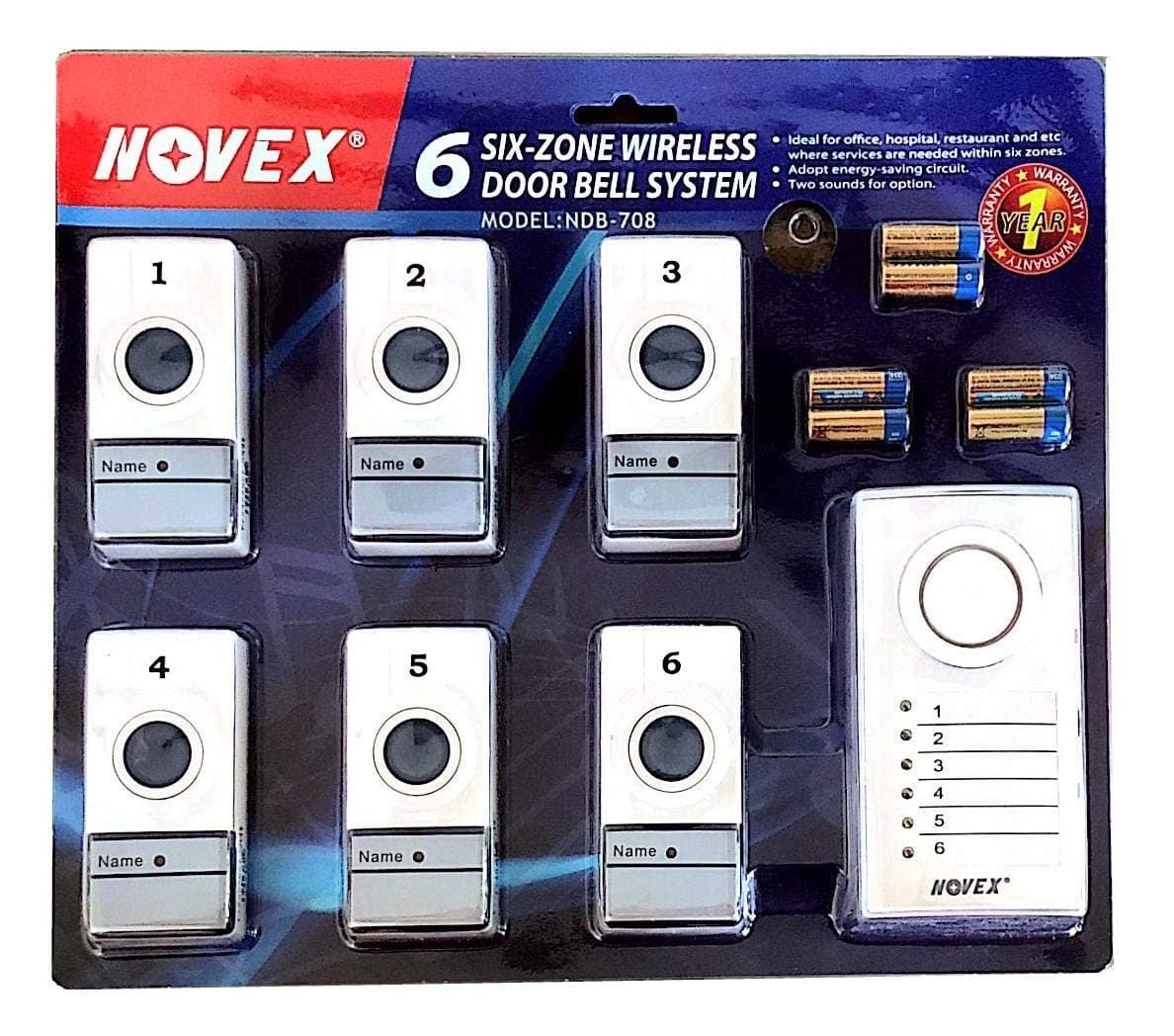 Novex Six Zone Wireless Door Calling Bell System