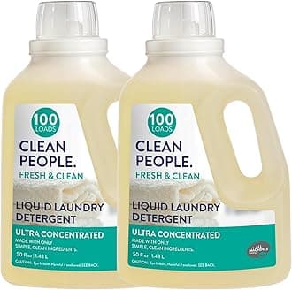 THE CLEAN PEOPLE The Clean People Liquid Laundry Detergent - Recyclable Packaging, Stain Fighting - Ultra Concentrated, Laundry Soap - Fresh Scent, 50 fl oz (2 Pack)