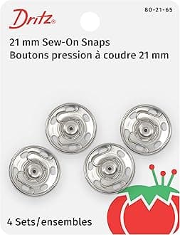 Dritz Sew-On Snaps, Nickel-Plated Brass, Size 10