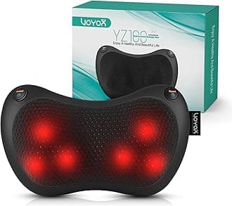 VOYOR-HEALTH Shiatsu Neck and Back Massager with Heat - 3D Kneading Deep Tissue Massage Pillow for Lower Back, Shoulder, Calf, Foot, Use at Home, Car, Office (Black)