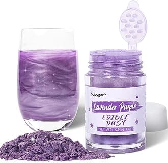 Lavender Purple Edible Glitter for Drinks, Food Grade 4 Grams, Sujoygar Shimmer Purple Luster Dust Edible Glitter for Cake Decorating, Cupcakes, Cocktails, Baking, Strawberries