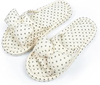 Floral Velvet House Slippers for Women, Lightweight Open Toe Washable Portable Foldable Comfortable Guest Hotel Travel Airplane Spa Slippers