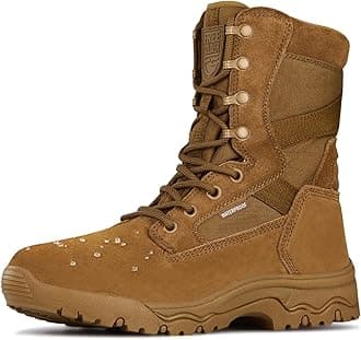 FREE SOLDIER Men's Work Tactical Boots 8 Inches Lightweight Combat Boots Durable Suede Leather Military Boot Desert Boot