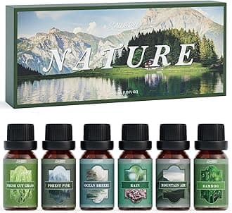 SALUBRITO Nature Fragrance Oils Set, Essential Oils Set - Forest Pine, Ocean Breeze, Rain, Fresh Cut Grass, Mountain Air, Bamboo, Premium Scented Oil for Diffuser, Candle, Soap Making