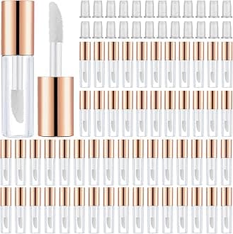100 Pieces Clear Mini Lip Gloss Tube Refillable Empty Lip Balm Containers Bottles Transparent Mini Lipstick Containers for Women Girls DIY Makeup,1.2 ml (Rose Gold)