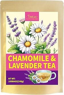 TeeLux Chamomile & Lavender Tea Bags 100 Count, Soothing, Blends Chamomile Flowers + Lavender Buds + Lemon Balm, Caffeine Free Herbal Tea