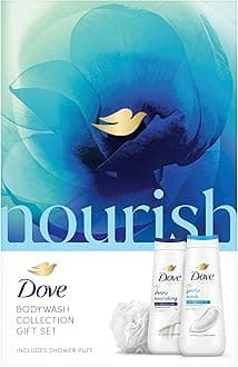 Nourish Body Wash Collection Gift Set with a luxury shower puff skin care gifts for her 2 piece