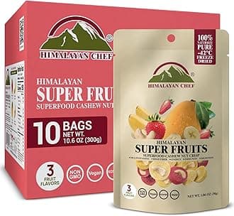 Himalayan Chef Super Reds Freeze-Dried Fruit Cashew Nut Crisps, 30g/each – 10 Pack | Mix Superfood Fruits | Healthy Snacks Packed with Multivitamins, High Fiber & Antioxidants for Energy Boost