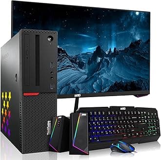 Lenovo Desktop PC Gaming Bundle - Intel Core i7, 16GB RAM, 512GB SSD, 27-inch Monitor, GT 1030 2GB, RGB Speaker, RGB Keyboard Mouse, WiFi, Win 10 Pro (Renewed)