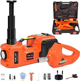 Electric Car Jack Kit 5Ton 12V Hydraulic Car Jack Lift (Lifting Range: 6.1~17.7 inch) with Electric Impact Wrench for SUV MPV Sedan Truck Change Tires Garage Repair