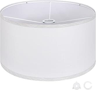 OUTON White Large Drum Lamp Shades for Floor Lamps, 17.5" Top x 17.5" Bottom x 10" High, Easy to Assemble, Replacement Linen Lampshades for Table Lamps & Bedside Lamps (1.65" Spider)