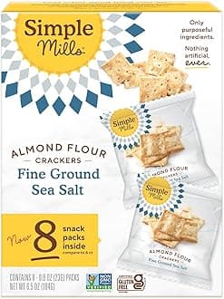 Simple Mills Almond Flour Crackers Snack Packs, Sea Salt, Healthy Snacks for Kids, Individual Packs, Gluten Free, 8 Ct (Pack of 1)