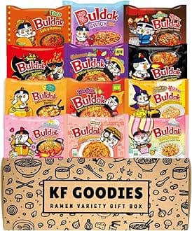 KF GOODIES Korean Ramen Variety Pack Gift Box (12 Count) - Spicy Buldak Noodle Assortment for Birthdays, College Care Packages, Office Snacks and Gifts