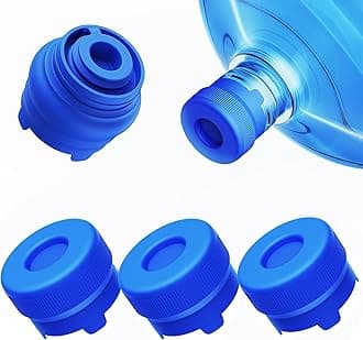 Upgraded Reusable 3 & 5 Gallon Water Jug Cap, No Leaking & Popping Open, Food Grade Silicone, Blue, 3Pcs