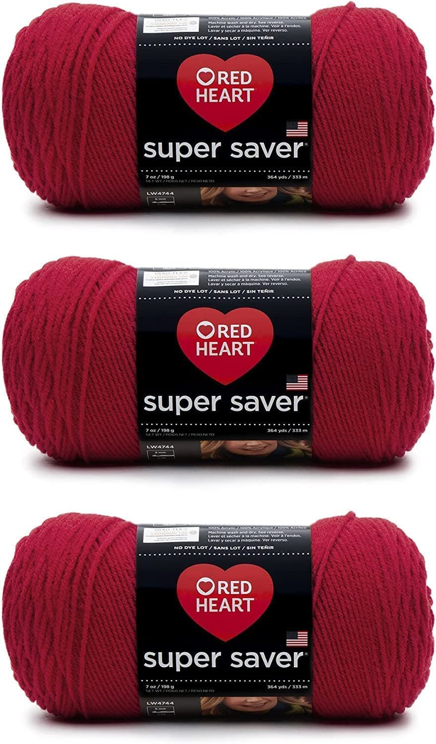 Super Saver Yarn, Cherry Red 3 Count