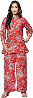 Rayon Standard Length Floral Ethnic Co-ord Kurta Set for Women