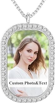 Premium Custom Necklaces with Pictures - Photo Necklace Picture Pendant Personalized Custom Memory Necklaces Angel Wings Round Chain Gifts for Men Women