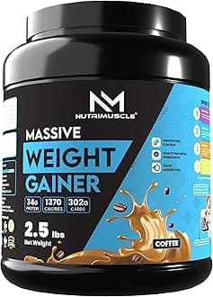 Massive Weight Gainer - 2.5 lbs - 1.134 Kgs - Coffee Flavour For Weight & Mass Gain - Contains Complex Carbohydrates