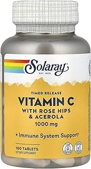 Vitamin C 1000mg Timed Release Tablets with Rose HIPS & Acerola Bioflavonoids, Two-Stage for High Absorption & All Day Immune Function Support, 60 Day Guarantee (100 Servings, 100 Tablets)