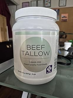 MD.LIFE BEEF TALLOW MD. Life Beef Tallow for Cooking - Food Grade Grass Fed Beef Tallow for Cooking Oil Replacement - 4 Pounds - Pasture Raised Keto Friendly Beef Tallow- Used to Make Candles & Soaps