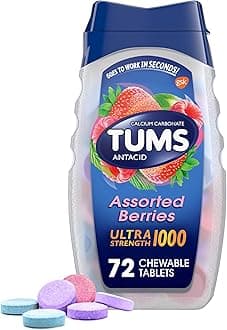 TUMS Ultra Strength Chewable Antacid Tablets for Heartburn Relief and Acid Indigestion Relief, Assorted Berries - 72 Count