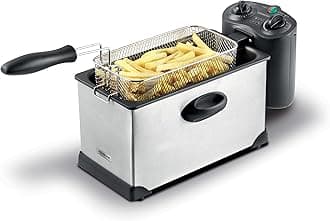 Deep Fryer 3L 2000W with View Window and Stainless Steel Lid for Home, Kitchen and Restaurants DFM50 Silver/Black
