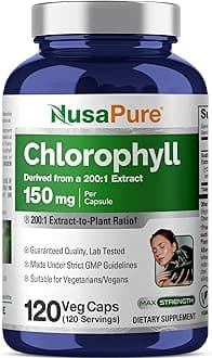 NusaPure Chlorophyll Capsules, 150 mg, 120 Veg Capsules (Non-GMO, Vegan)