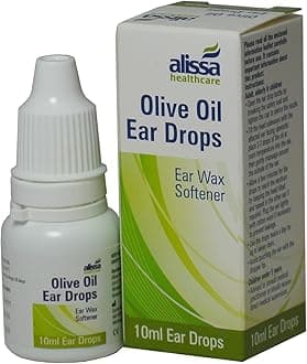 Alissa Olive Oil Ear Wax Drops, 5 x 10ml (0.35oz) Bottles, Softens, Loosens & Aids Removal of Stubborn Earwax Build Up, Natural Cleaning Eardrops