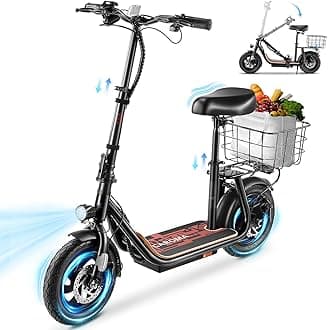 Caroma Peak 1200W/800W Electric Scooter with Seat, 30 Miles Max Range, Electric Scooter Adults, Up to 20MPH Foldable Escooter with Kid Seat,Key Start Adjustable E-Scooter