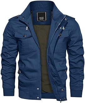 KEFITEVD Mens Warm Fleece Cargo Jacket Winter Military Bomber Jackets Windproof Work Coat with Multi Pockets