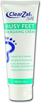 Clearzal Busy Feet Cooling Energizing Foot Cream, Packed with Menthol for Pain Relief for Tired Achy Feet, Refreshes and Rejuvenates, Helps to Provide Relief from Neuropathy, 3.4 Ounce Tube