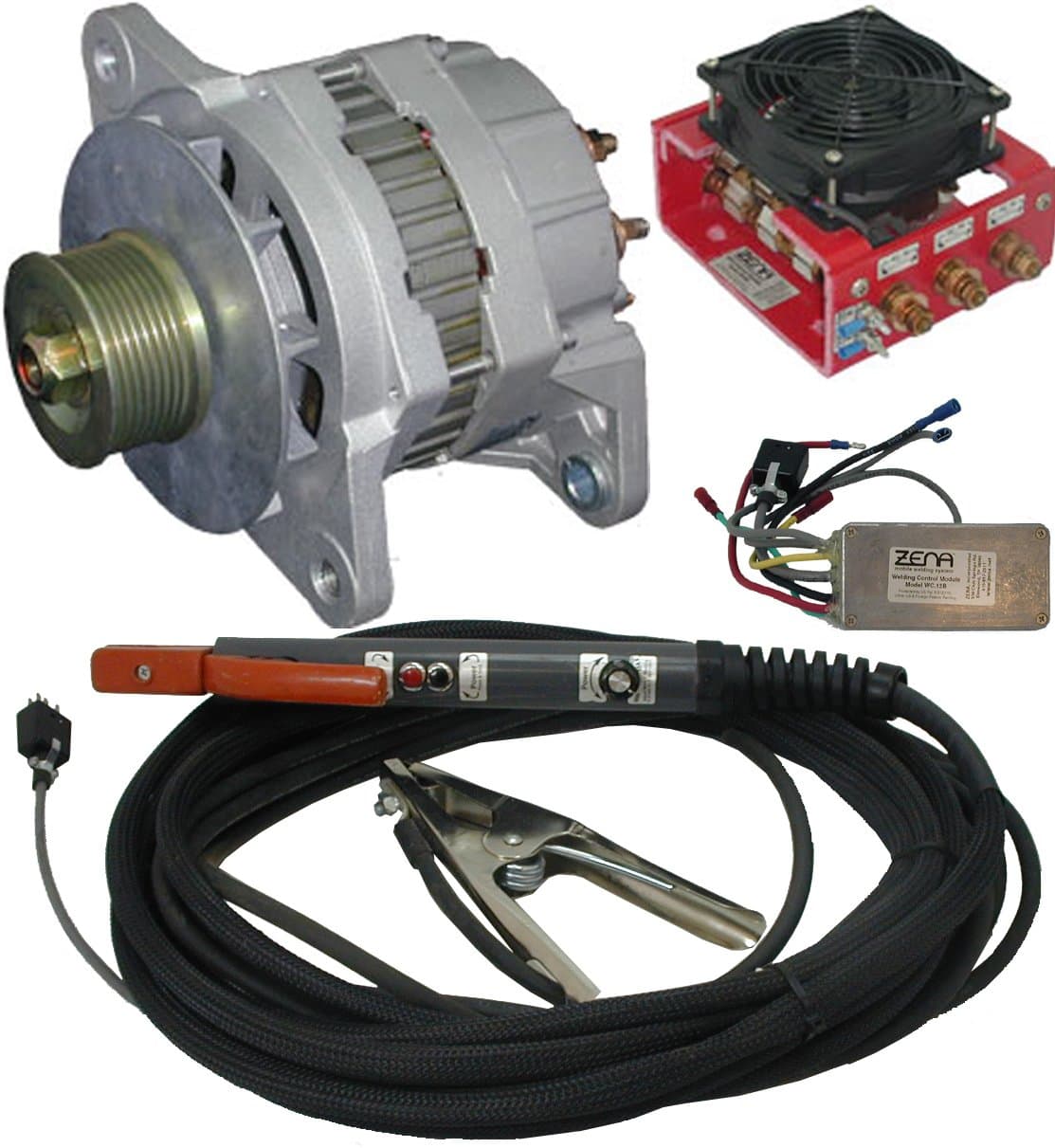 ZENA® Model MW250.40, 250 amp DC, 100% duty, engine driven welder kit (w/40' HD cables & remote controls) - attach to small engine or vehicle - repair a "dead" motor driven welder with OK engine