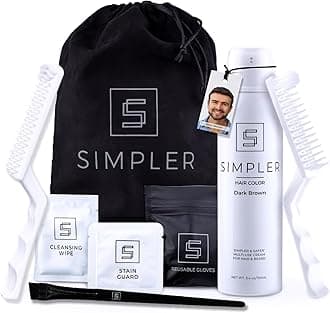 Simpler Hair Color Dark Brown Mustache and Beard Upgraded Brush Kit with 3 Brushes Included for Precision Application - Gentle, Natural Looking Beard Coloring for Men