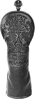 Craftsman Golf Skull Skeleton Black Golf Club Head Covers Headcover for Woods Driver and Hybrids Irons