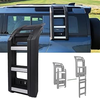 Side Ladder for Defender, Side Access Ladder Roof Rack, Side Window Roof Step Ladder for Land Rover Defender 90 110 130 L663 2020-2023 (Silver+Matte Black)