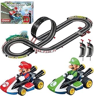 Carrera GO Electric Powered Slot Car Racing Kids Toy Race Track Set 1:43 Scale, Mario Kart