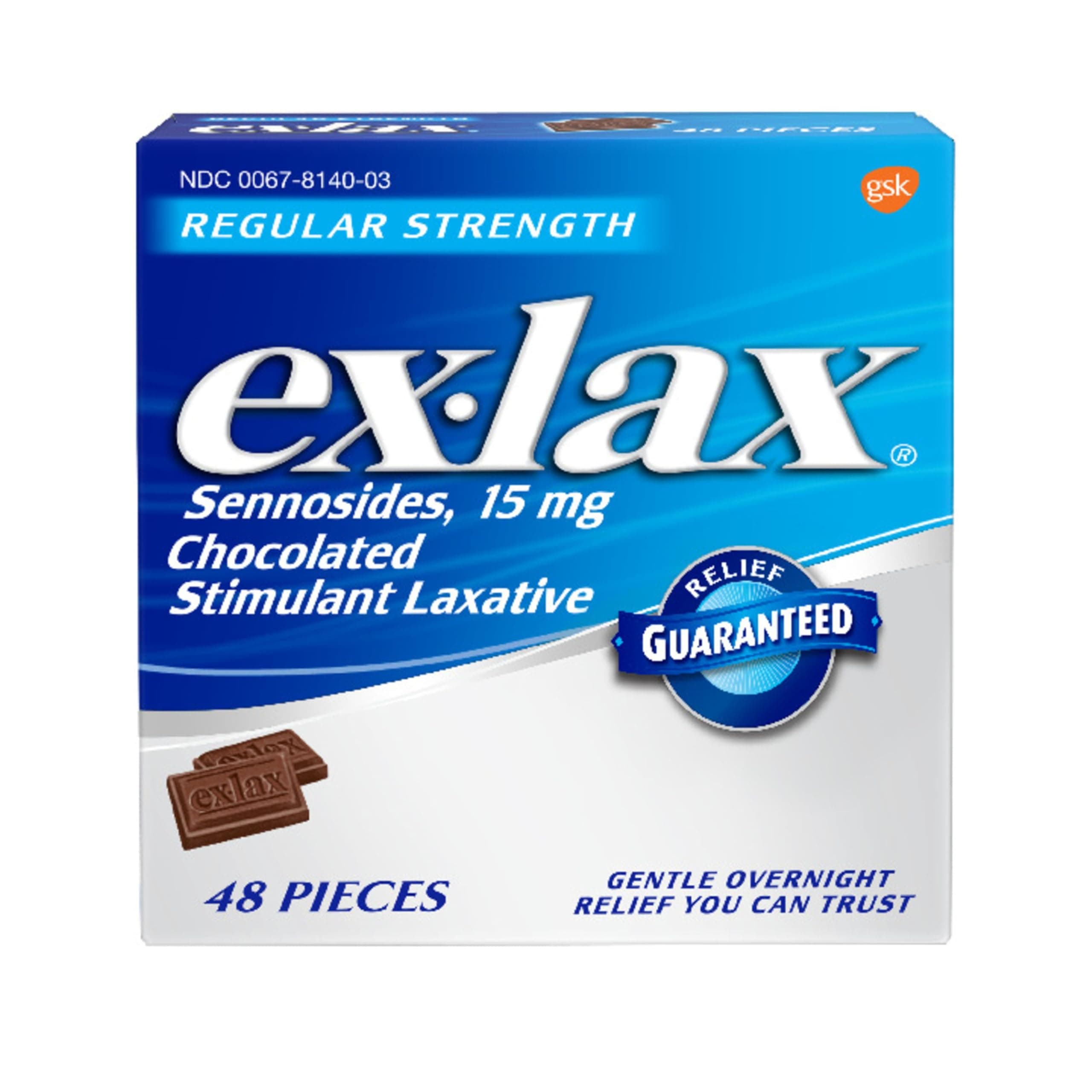 Regular Strength Stimulant Laxative Chocolated Pieces, 48 count