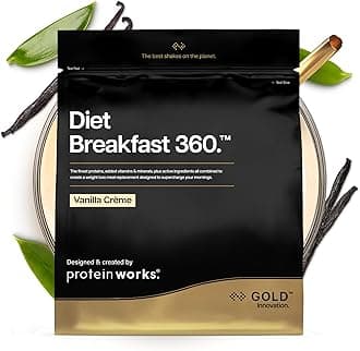 Protein Works | Diet Breakfast 360 - GOLD Innovation, On-the-Go Healthy Weight Loss Meal Replacement Shake, Added Caffeine, Low Sugar, Vanilla Crème, 36 Servings, 2kg