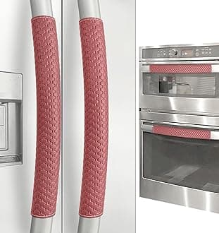 Refrigerator Door Handle Covers, Set of 4, Performance Appliance Handle Covers, Non-Slip Fridge Door Handle Covers, Keep Your Kitchen Clean, Microwave Oven Dishwasher door Handle Protectors(Red)