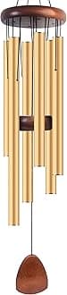 Large Aluminium Wind Chimes 37 Inches to Create a Zen Atmosphere Suitable for Outdoor, Garden, Patio Decoration. Classic Wind Chimes with Wind Catcher Suitable as A Gift for Unisex(Gold)