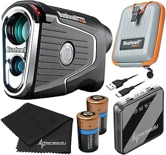 Bushnell PRO X3 / Pro X3+ (Plus) Advanced Laser Golf Rangefinder with Included Carrying Case, Carabiner, Lens Cloth, and Selected Wearable4U Bundle
