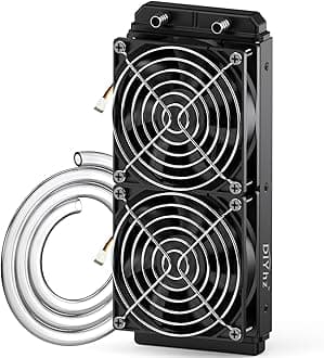 120mm 12 Pipe Aluminum CPU Radiator - 240mm Water Cooling Radiator for PC, DC12V Black