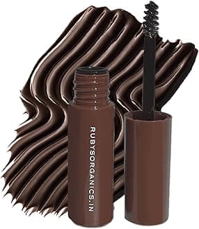 Ruby's Organics Dark Brown Tinted Eyebrow Gel with Castor Oil - Waterproof & Smudgeproof, Lifts, Shapes and Thickens Scanty Brows, Promotes Hair Growth, Natural & Non-Toxic Face Makeup for Women - 6ml