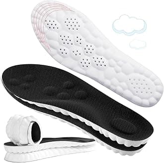 4D Cloud-Like Comfort Soles for Men - Soft Memory Foam Cushioning Insoles - Trim to Fit Steppers Insoles with Arch Support for Foot Pain Relief and Fatigue Reduction (Black, US M 9-12.5)