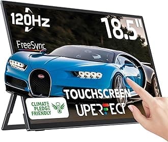 UPERFECT 18.5'' Portable Touchscreen 120hz Monitor w/VESA & 180° Adjustable Stand, Ultra-Slim & Lightweight FHD FreeSync IPS HDR Gaming Display, USB C Travel Second Monitor for Laptop Switch Phone
