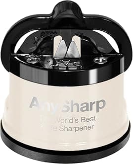 AnySharp Pro Metal Knife Sharpener with Suction, Cream