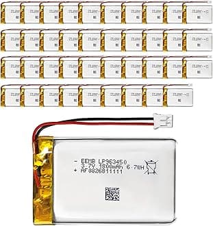 EEMB Lithium Polymer battery 3.7V 1800mAh 963450 Lipo Rechargeable Battery Pack with wire JST Connector for Dashcam and Bluetooth Speaker-confirm device & connector polarity before purchase(40)