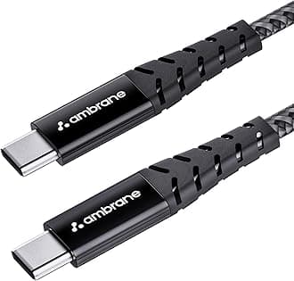 Ambrane Unbreakable 60W Fast Charging 1.5M Braided Type C to Type C Cable for Smartphones, Tablets, Laptops & Other Type C Devices, PD Technology, 480Mbps Data Sync (RCTT15, Black)